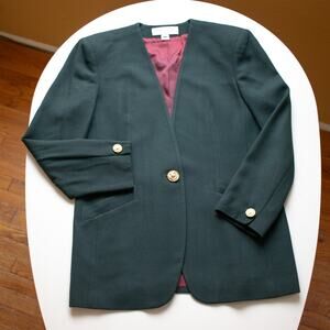 Jones New York Dark Forest Green Wool Women's Blazer Size 12